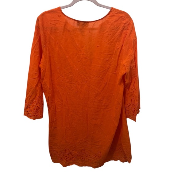 Miracle Suit X Talbots  Orange Swim Coverup V-Neck Eyelet Size Large - Picture 3 of 5